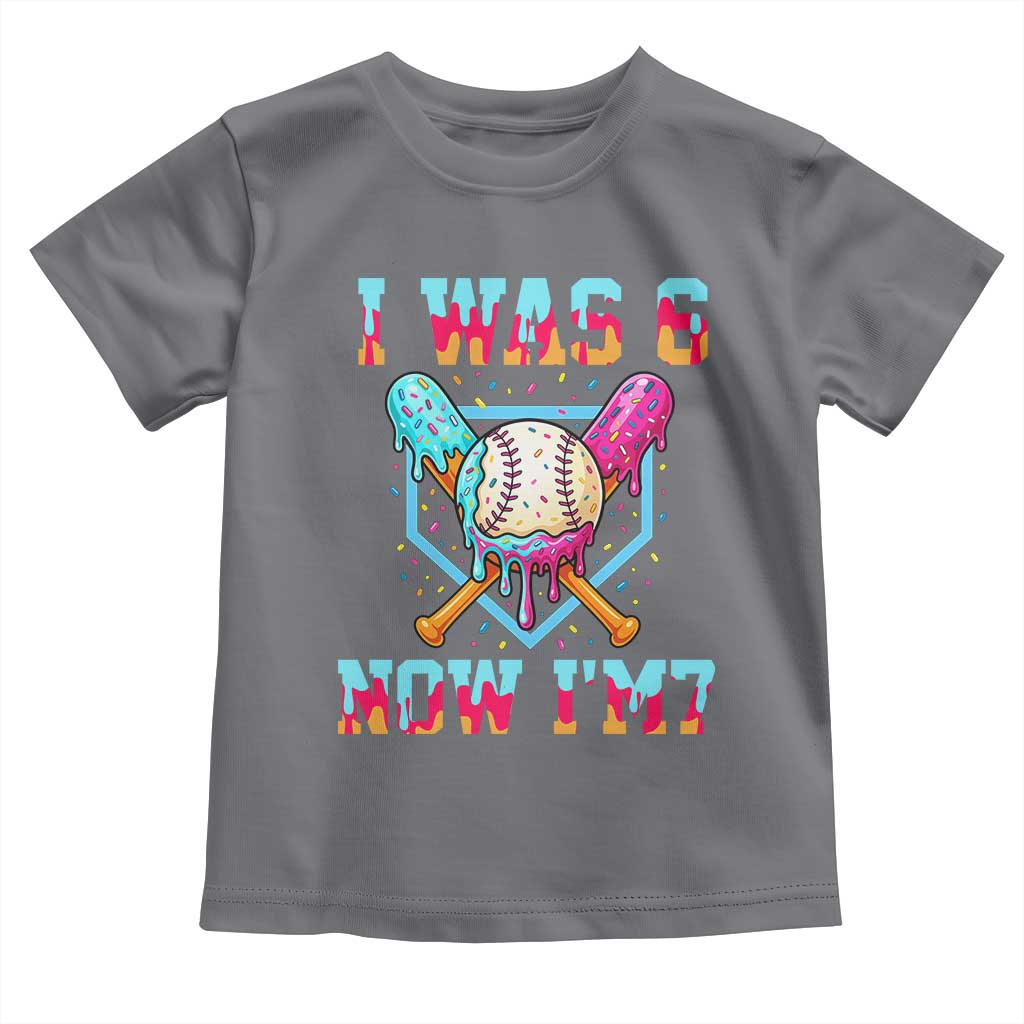 I Was 6 Now I'm 7 Toddler T Shirt Baseball Ice Cream Drip Number 67 Player 67th Birthday