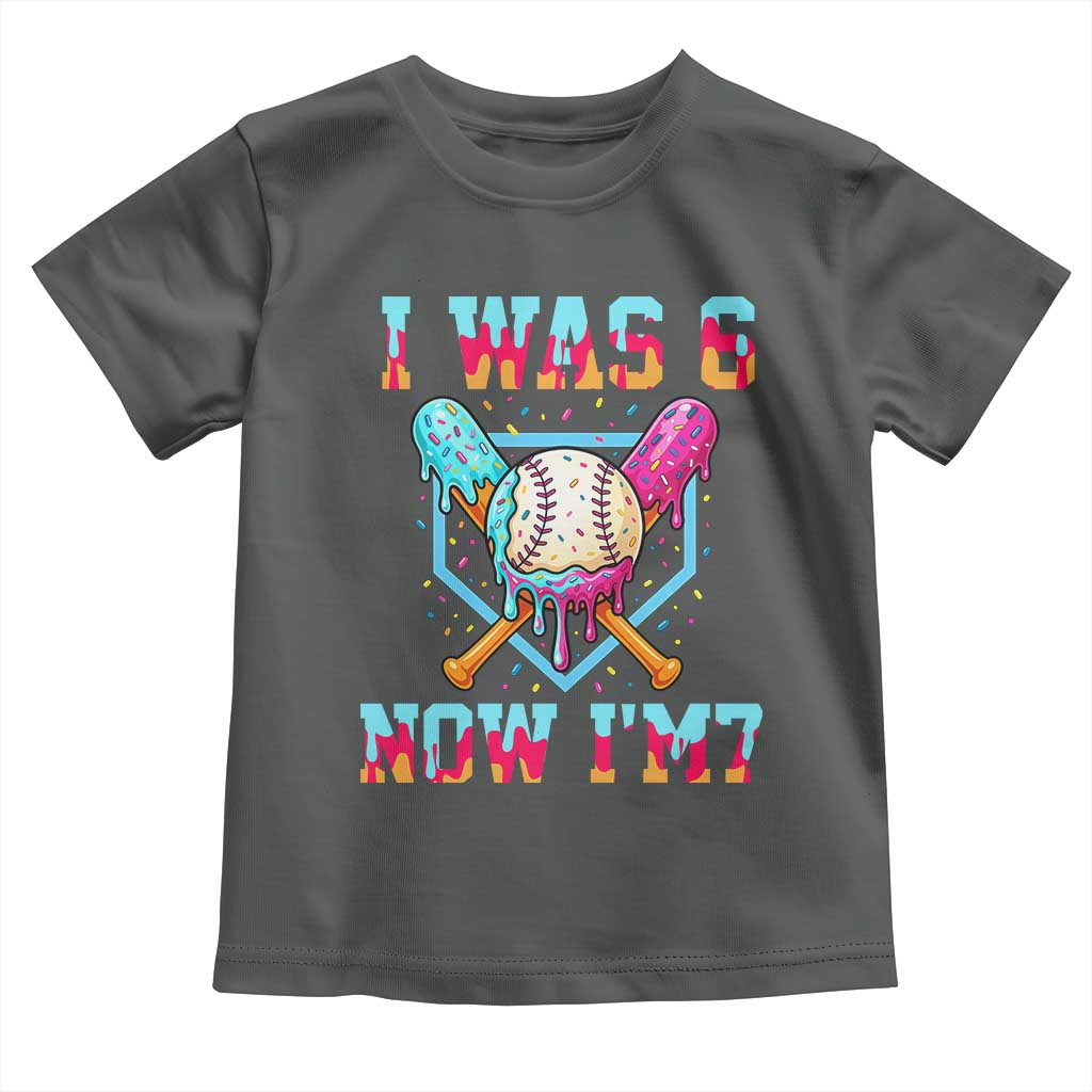 I Was 6 Now I'm 7 Toddler T Shirt Baseball Ice Cream Drip Number 67 Player 67th Birthday