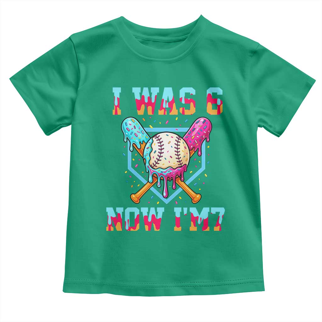 I Was 6 Now I'm 7 Toddler T Shirt Baseball Ice Cream Drip Number 67 Player 67th Birthday