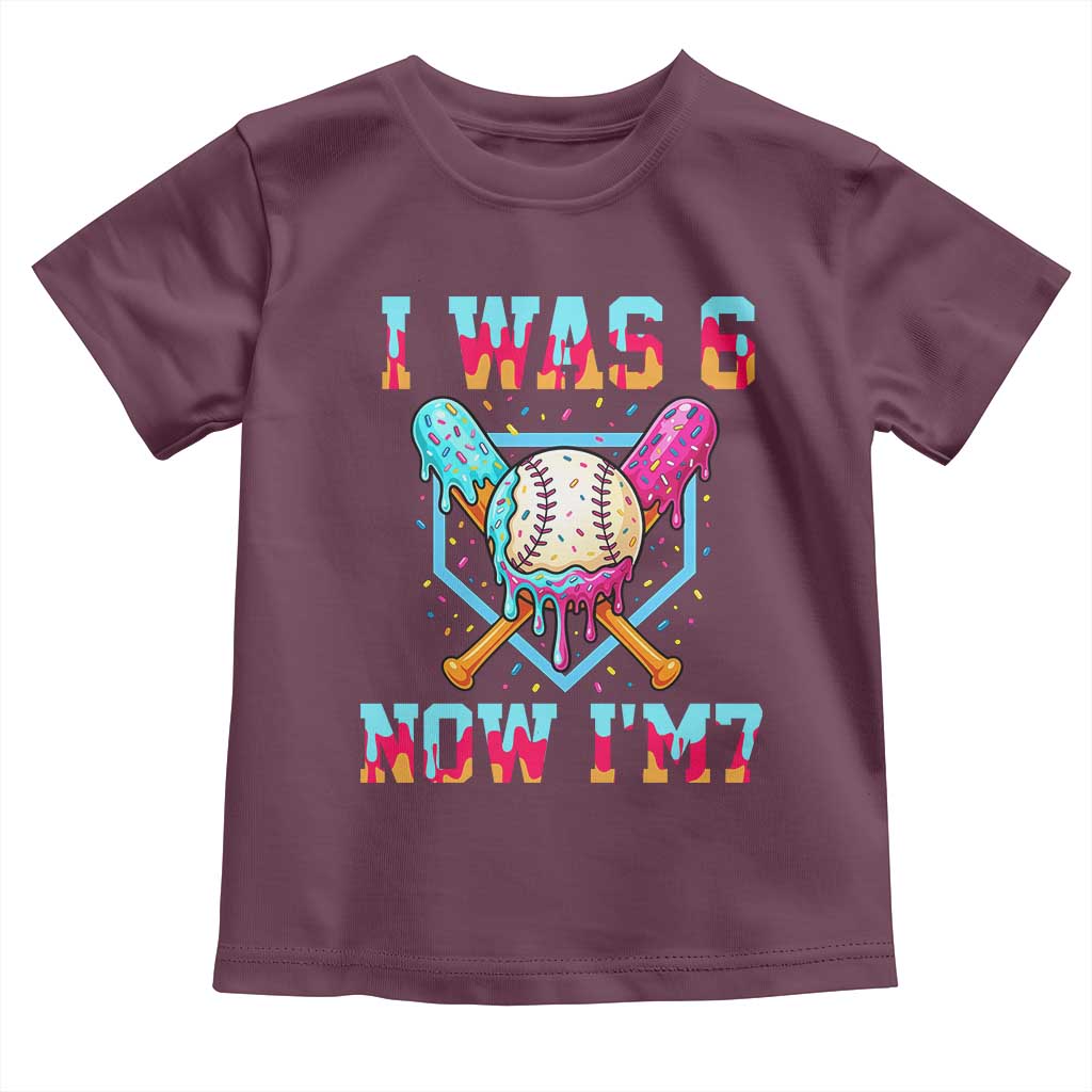 I Was 6 Now I'm 7 Toddler T Shirt Baseball Ice Cream Drip Number 67 Player 67th Birthday