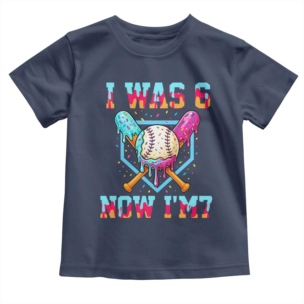 I Was 6 Now I'm 7 Toddler T Shirt Baseball Ice Cream Drip Number 67 Player 67th Birthday