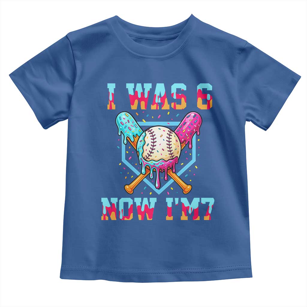 I Was 6 Now I'm 7 Toddler T Shirt Baseball Ice Cream Drip Number 67 Player 67th Birthday