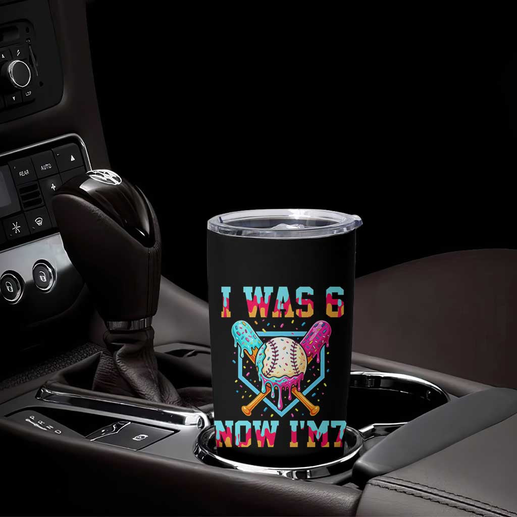 I Was 6 Now I'm 7 Tumbler Cup Baseball Ice Cream Drip Number 67 Player 67th Birthday