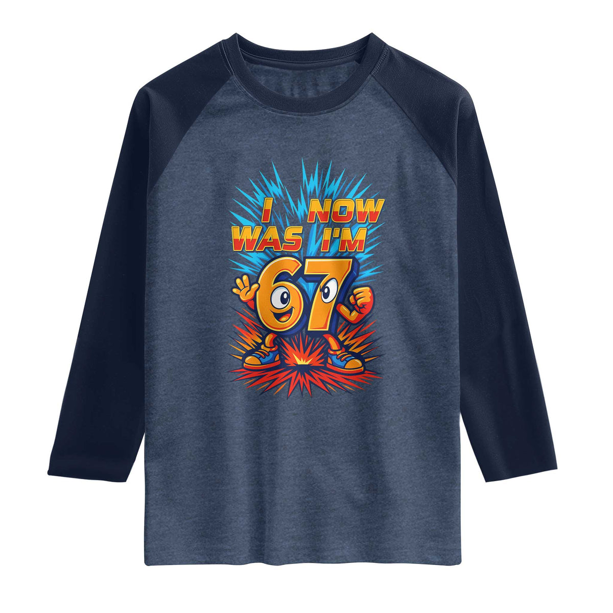 I Was 6 Now I'm 7 Italian Brainrot Meme Gift for Boy Kid Raglan Shirt
