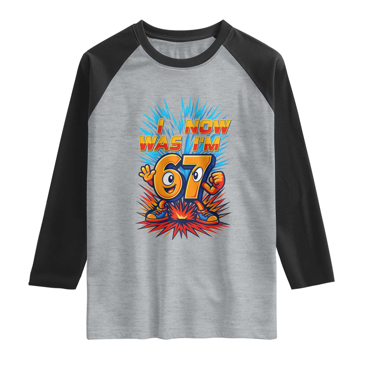 I Was 6 Now I'm 7 Italian Brainrot Meme Gift for Boy Kid Raglan Shirt