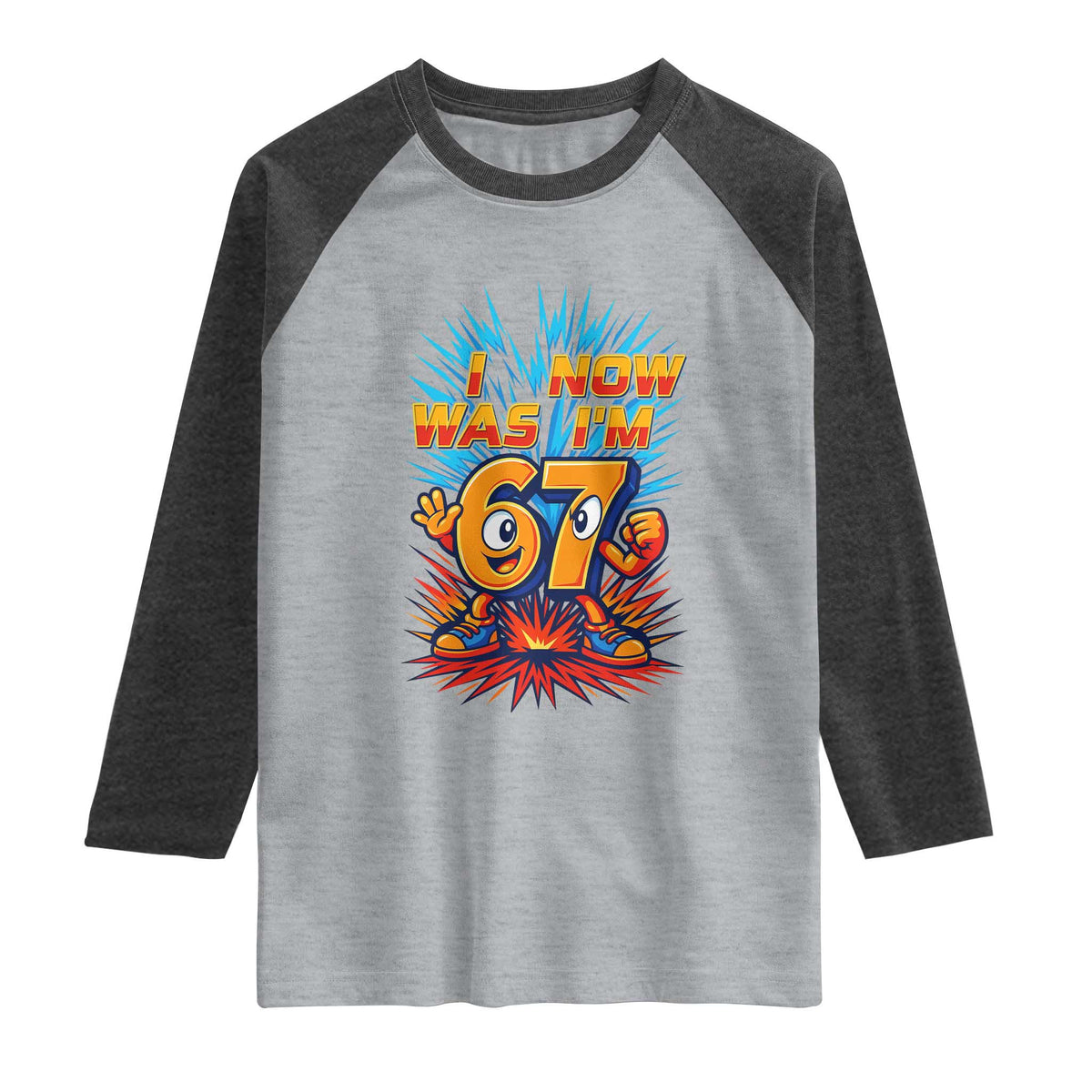I Was 6 Now I'm 7 Italian Brainrot Meme Gift for Boy Kid Raglan Shirt