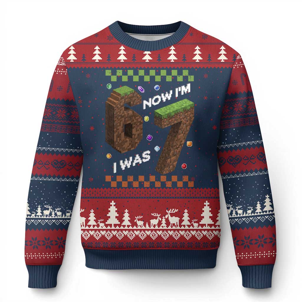 7th Birthday I Was 6 Now Im 7 Ugly Christmas Sweater Unlocked 67 Boys Kids Youth