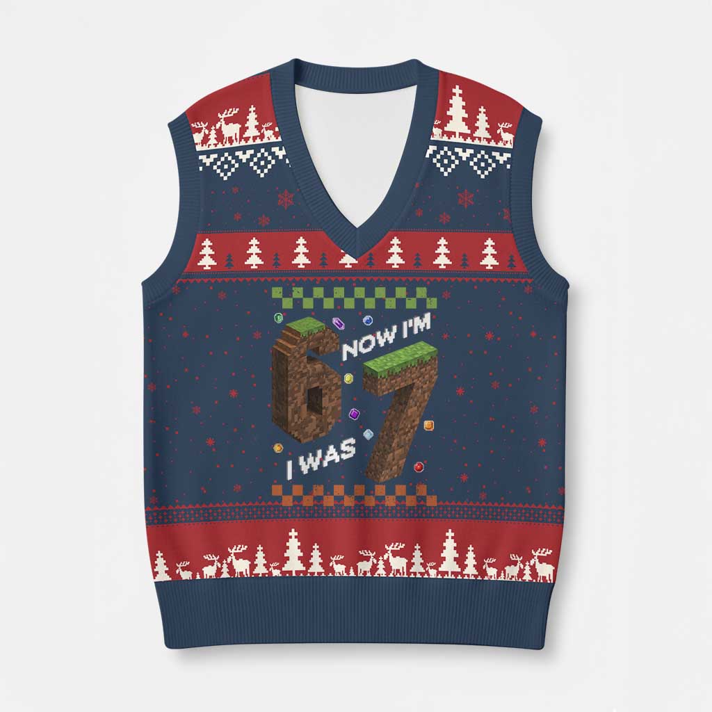 7th Birthday I Was 6 Now Im 7 V-Neck Knit Sweater Vest Unlocked 67 Boys Kids Youth