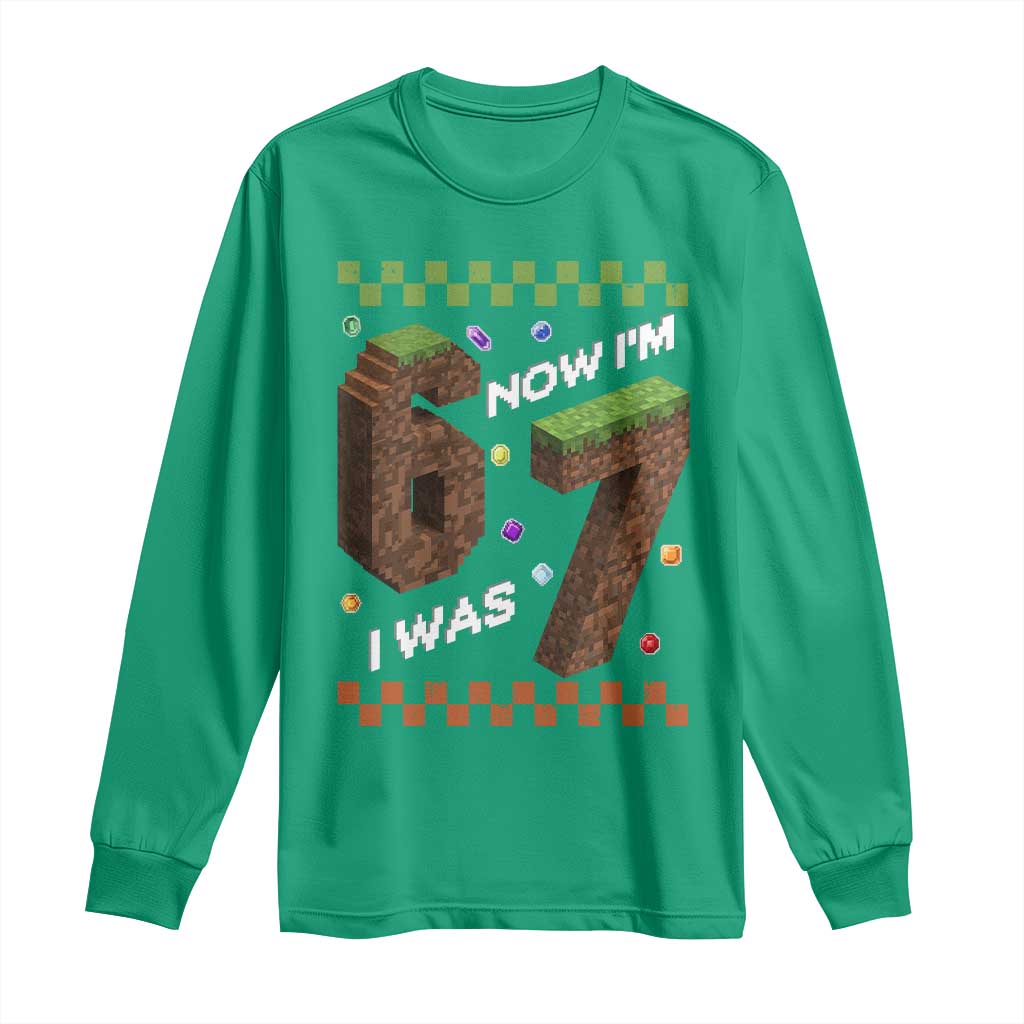 7th Birthday I Was 6 Now Im 7 Long Sleeve Shirt Unlocked 67 Boys Kids Youth