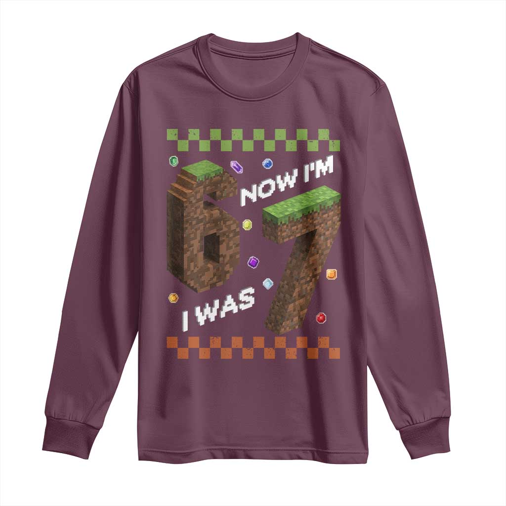 7th Birthday I Was 6 Now Im 7 Long Sleeve Shirt Unlocked 67 Boys Kids Youth