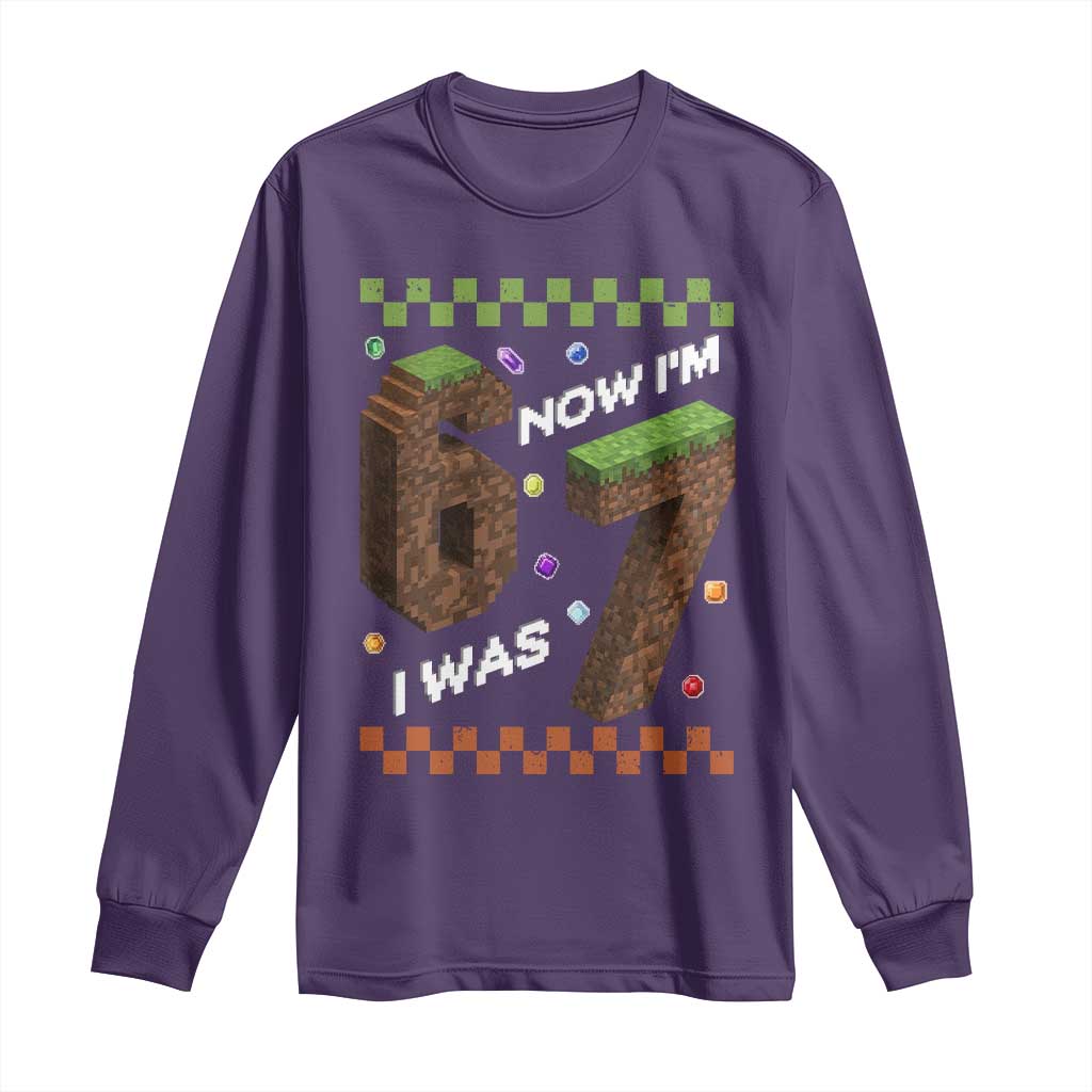 7th Birthday I Was 6 Now Im 7 Long Sleeve Shirt Unlocked 67 Boys Kids Youth