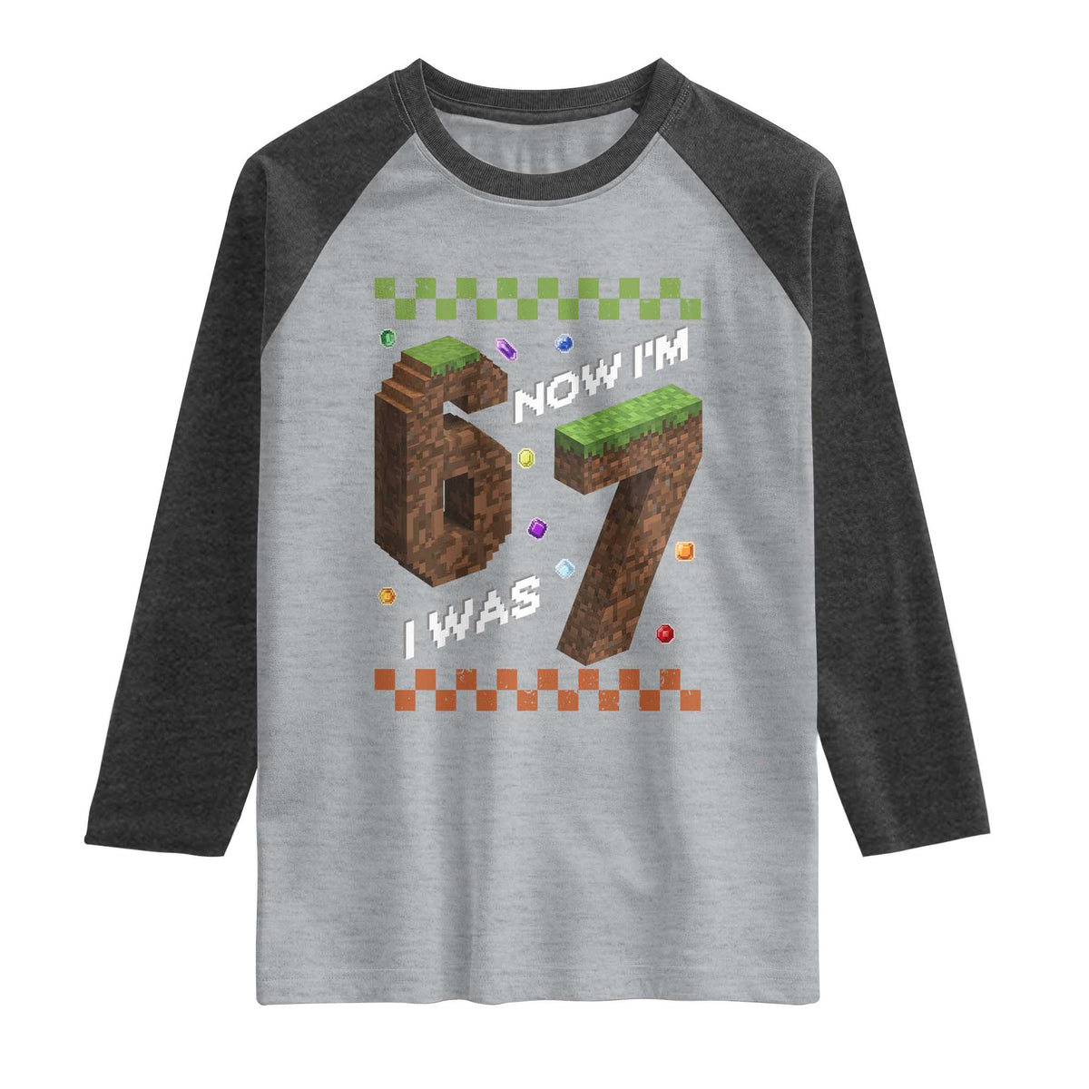 7th Birthday I Was 6 Now Im 7 Raglan Shirt Unlocked 67 Boys Kids Youth