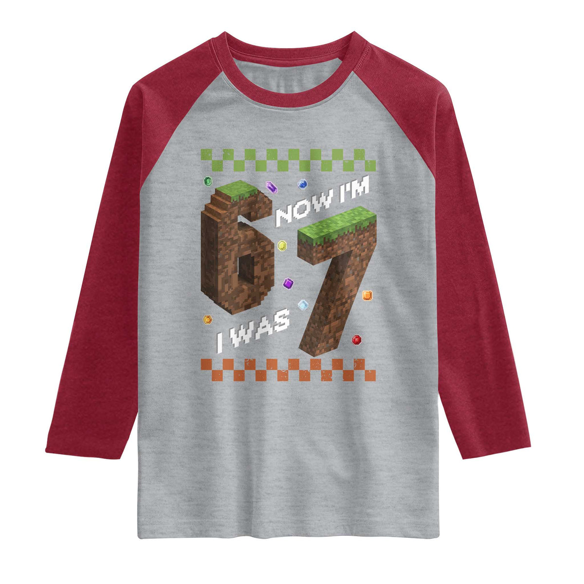 7th Birthday I Was 6 Now Im 7 Raglan Shirt Unlocked 67 Boys Kids Youth