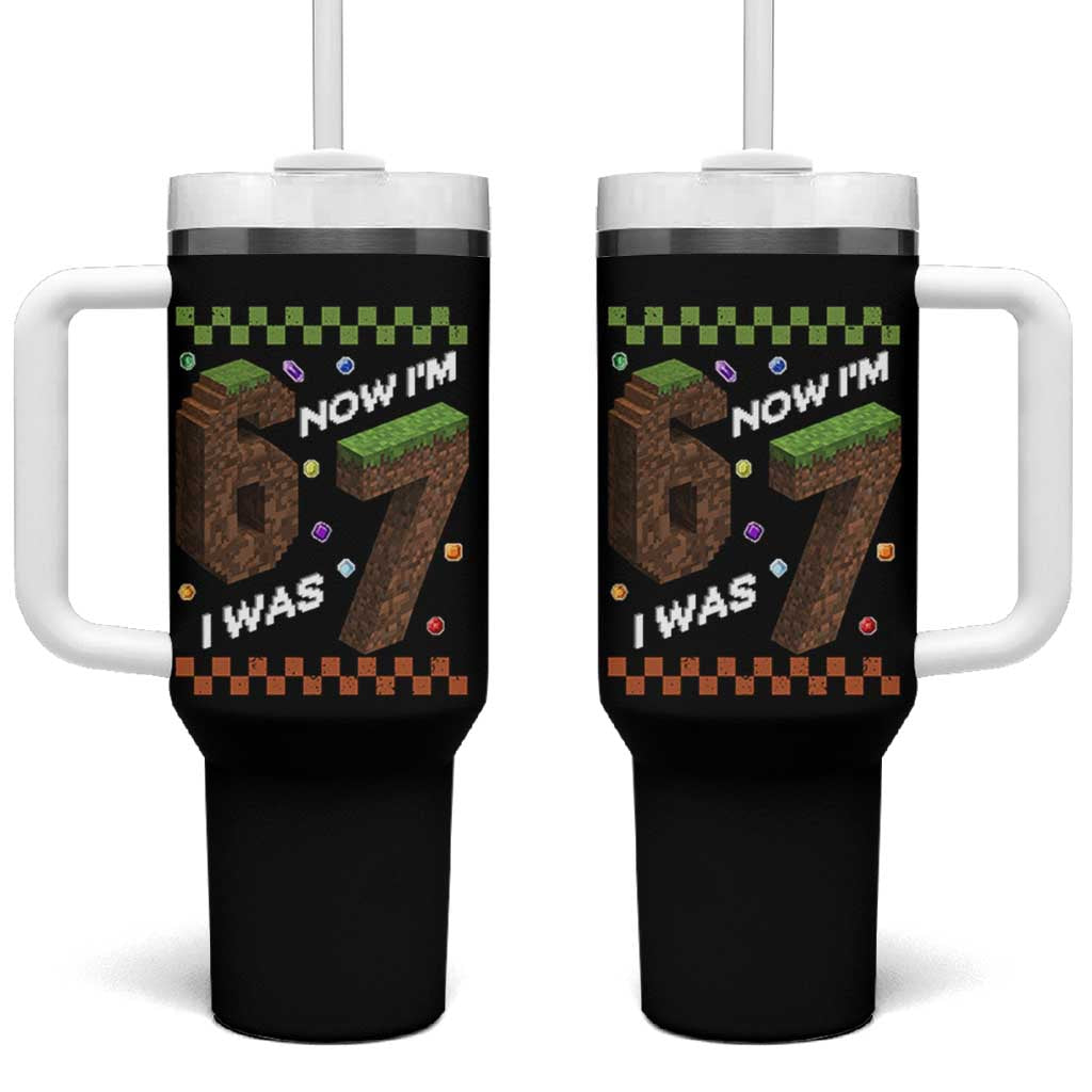 7th Birthday I Was 6 Now Im 7 Tumbler With Handle Unlocked 67 Boys Kids Youth