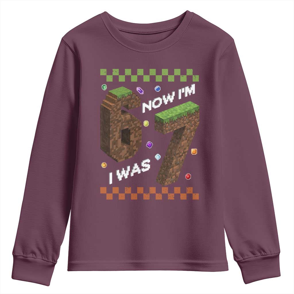 7th Birthday I Was 6 Now Im 7 Youth Sweatshirt Unlocked 67 Boys Kids Youth