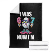 I Was 6 Now I'm 7 Throw Blanket Baseball Ice Cream Drip Number 67 Player