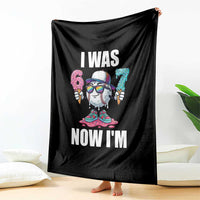 I Was 6 Now I'm 7 Throw Blanket Baseball Ice Cream Drip Number 67 Player