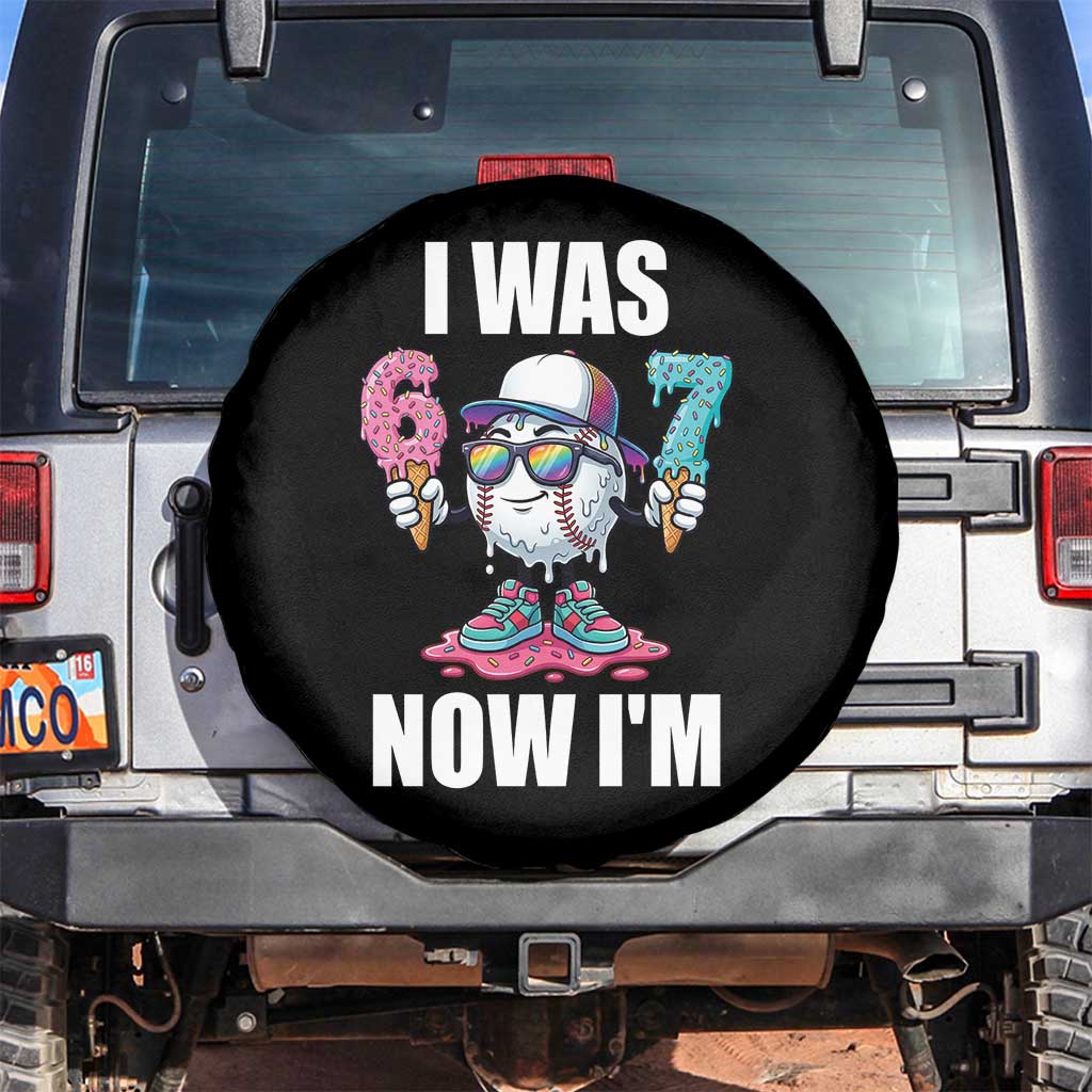I Was 6 Now I'm 7 Spare Tire Cover Baseball Ice Cream Drip Number 67 Player