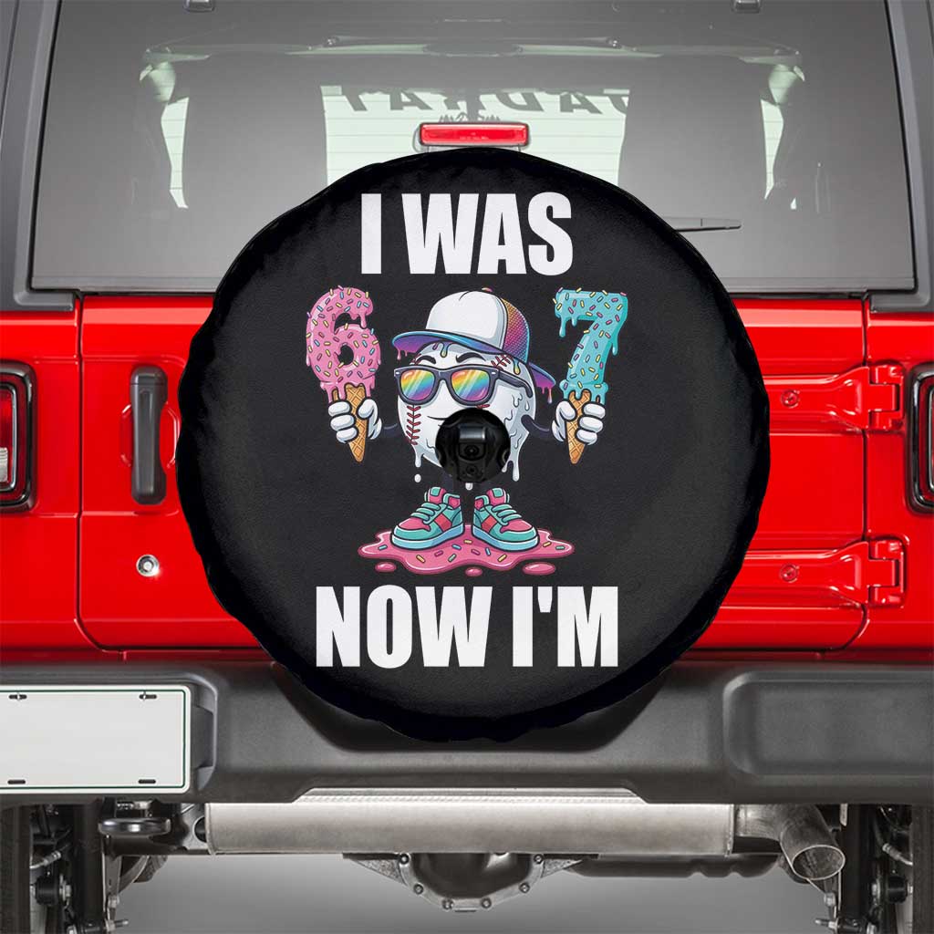 I Was 6 Now I'm 7 Spare Tire Cover Baseball Ice Cream Drip Number 67 Player
