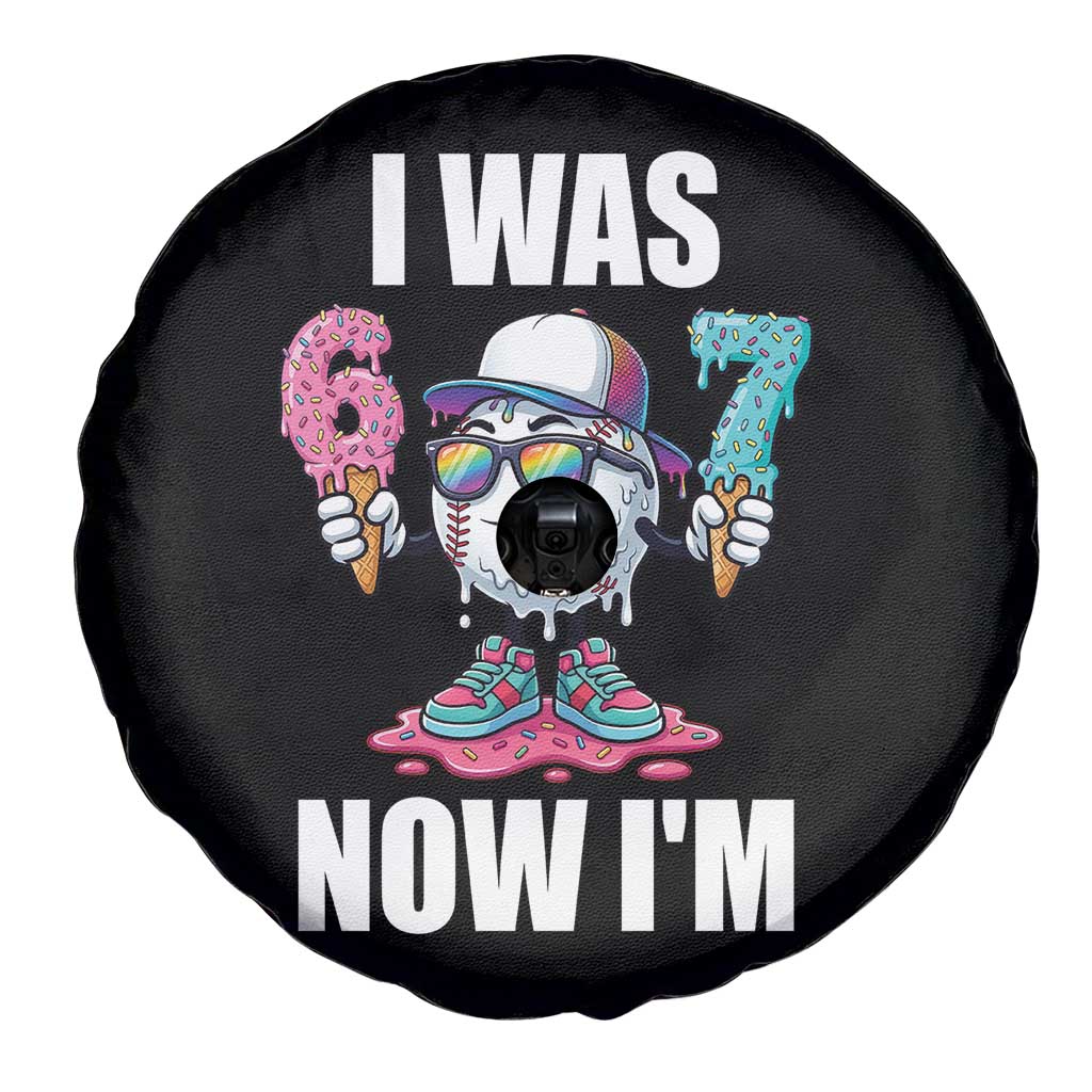 I Was 6 Now I'm 7 Spare Tire Cover Baseball Ice Cream Drip Number 67 Player