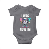 I Was 6 Now I'm 7 Baby Onesie Baseball Ice Cream Drip Number 67 Player