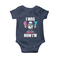 I Was 6 Now I'm 7 Baby Onesie Baseball Ice Cream Drip Number 67 Player
