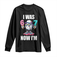 I Was 6 Now I'm 7 Long Sleeve Shirt Baseball Ice Cream Drip Number 67 Player