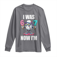 I Was 6 Now I'm 7 Long Sleeve Shirt Baseball Ice Cream Drip Number 67 Player