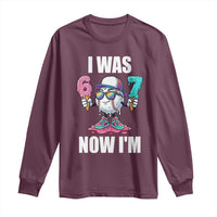 I Was 6 Now I'm 7 Long Sleeve Shirt Baseball Ice Cream Drip Number 67 Player