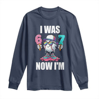 I Was 6 Now I'm 7 Long Sleeve Shirt Baseball Ice Cream Drip Number 67 Player