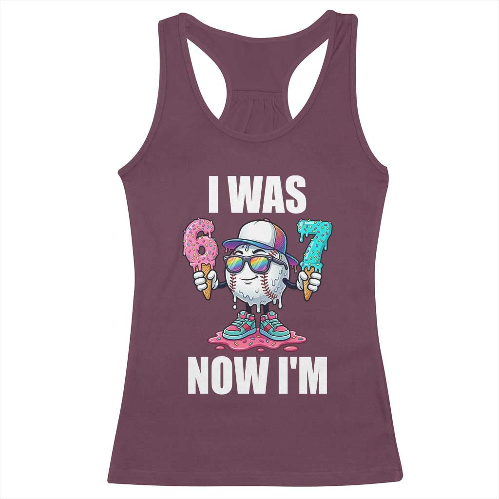 I Was 6 Now I'm 7 Racerback Tank Top Baseball Ice Cream Drip Number 67 Player