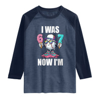 I Was 6 Now I'm 7 Raglan Shirt Baseball Ice Cream Drip Number 67 Player