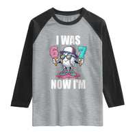 I Was 6 Now I'm 7 Raglan Shirt Baseball Ice Cream Drip Number 67 Player