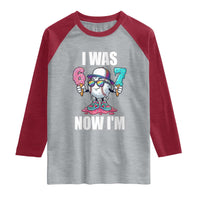 I Was 6 Now I'm 7 Raglan Shirt Baseball Ice Cream Drip Number 67 Player