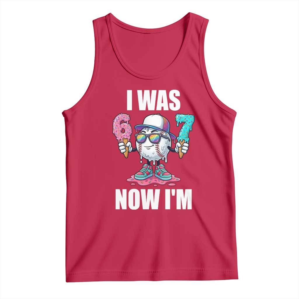 I Was 6 Now I'm 7 Tank Top Baseball Ice Cream Drip Number 67 Player