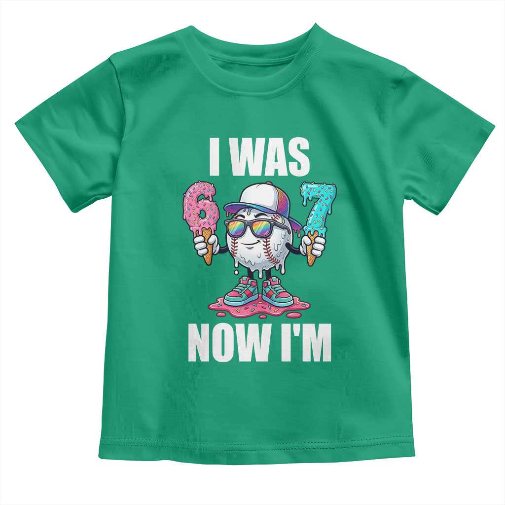 I Was 6 Now I'm 7 Toddler T Shirt Baseball Ice Cream Drip Number 67 Player
