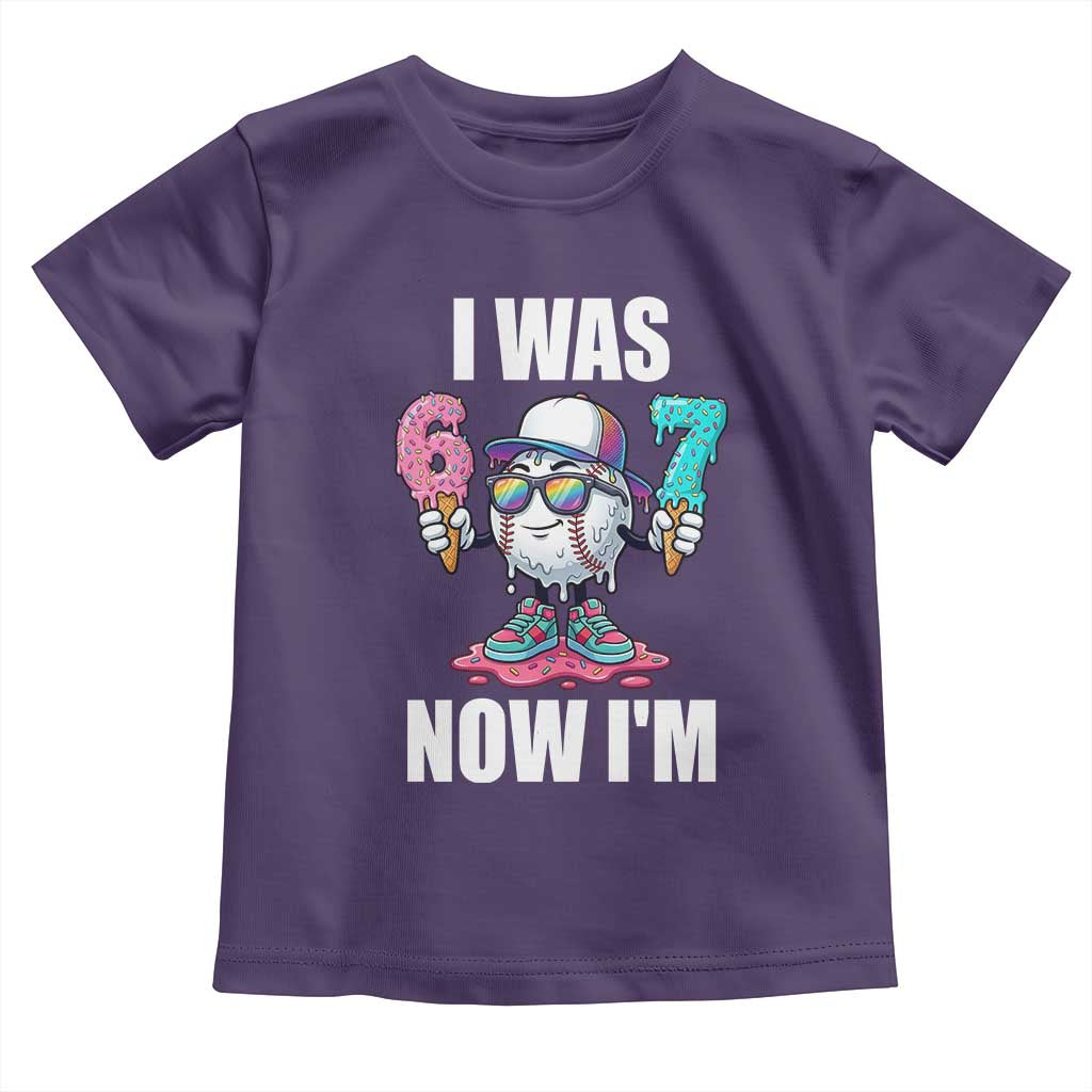 I Was 6 Now I'm 7 Toddler T Shirt Baseball Ice Cream Drip Number 67 Player