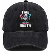 I Was 6 Now I'm 7 Washed Cotton Baseball Cap Baseball Ice Cream Drip Number 67 Player