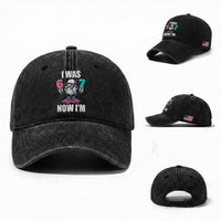 I Was 6 Now I'm 7 Washed Cotton Baseball Cap Baseball Ice Cream Drip Number 67 Player