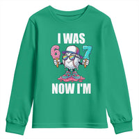 I Was 6 Now I'm 7 Youth Sweatshirt Baseball Ice Cream Drip Number 67 Player