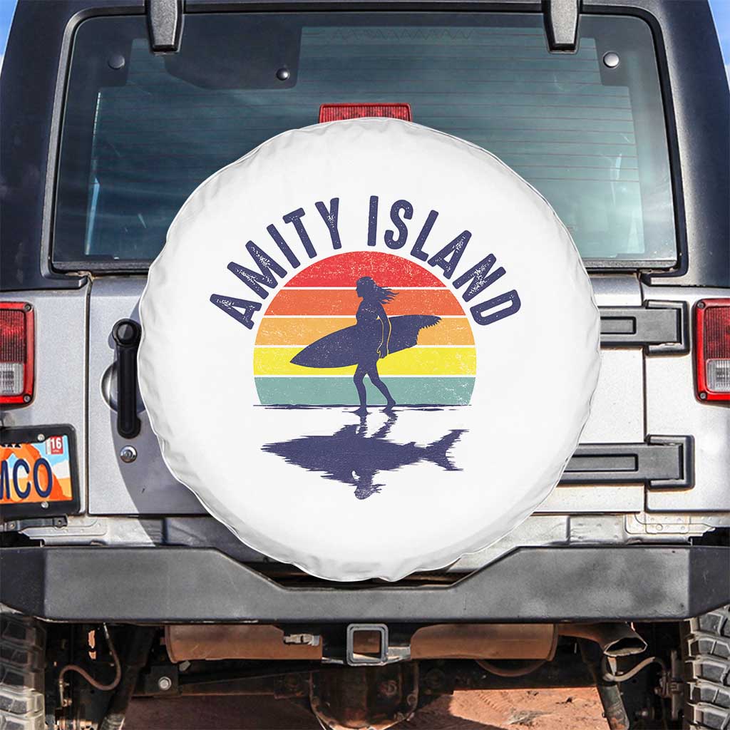 Amity Island Spare Tire Cover Retro Surfing Board Humor - Wonder Print Shop