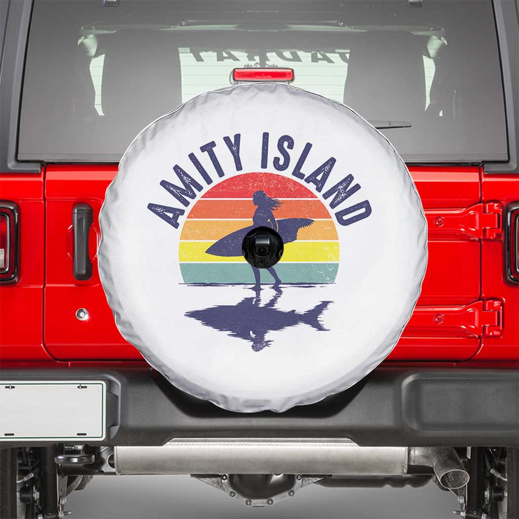 Amity Island Spare Tire Cover Retro Surfing Board Humor - Wonder Print Shop