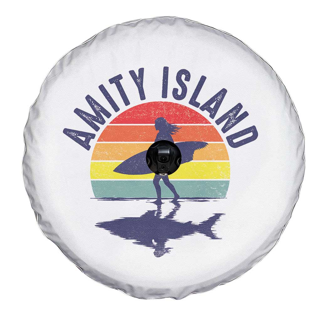 Amity Island Spare Tire Cover Retro Surfing Board Humor - Wonder Print Shop