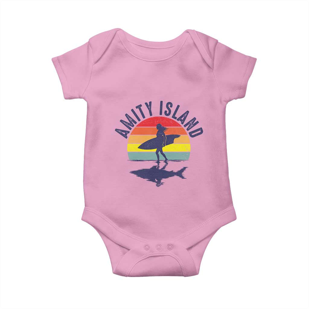 Amity Island Baby Onesie Retro Surfing Board Humor - Wonder Print Shop