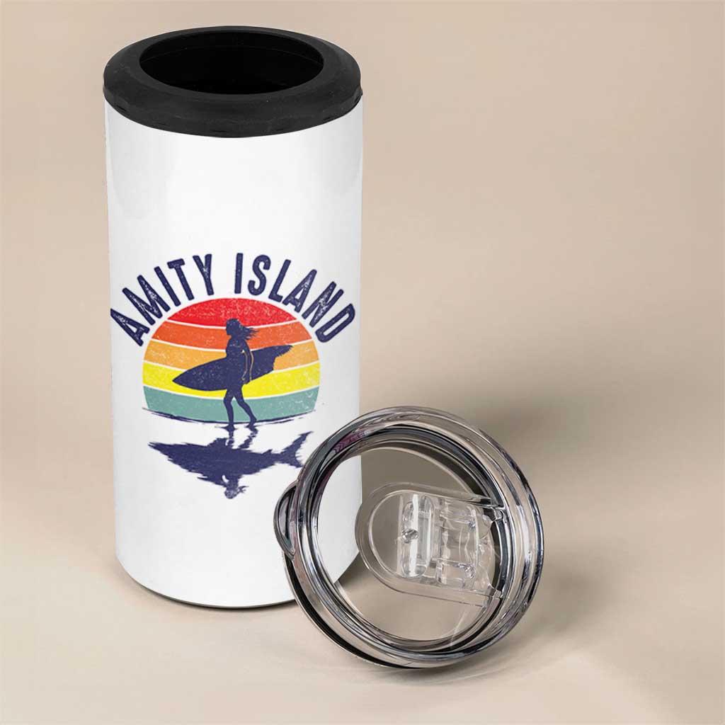 Amity Island 4 in 1 Can Cooler Tumbler Retro Surfing Board Humor