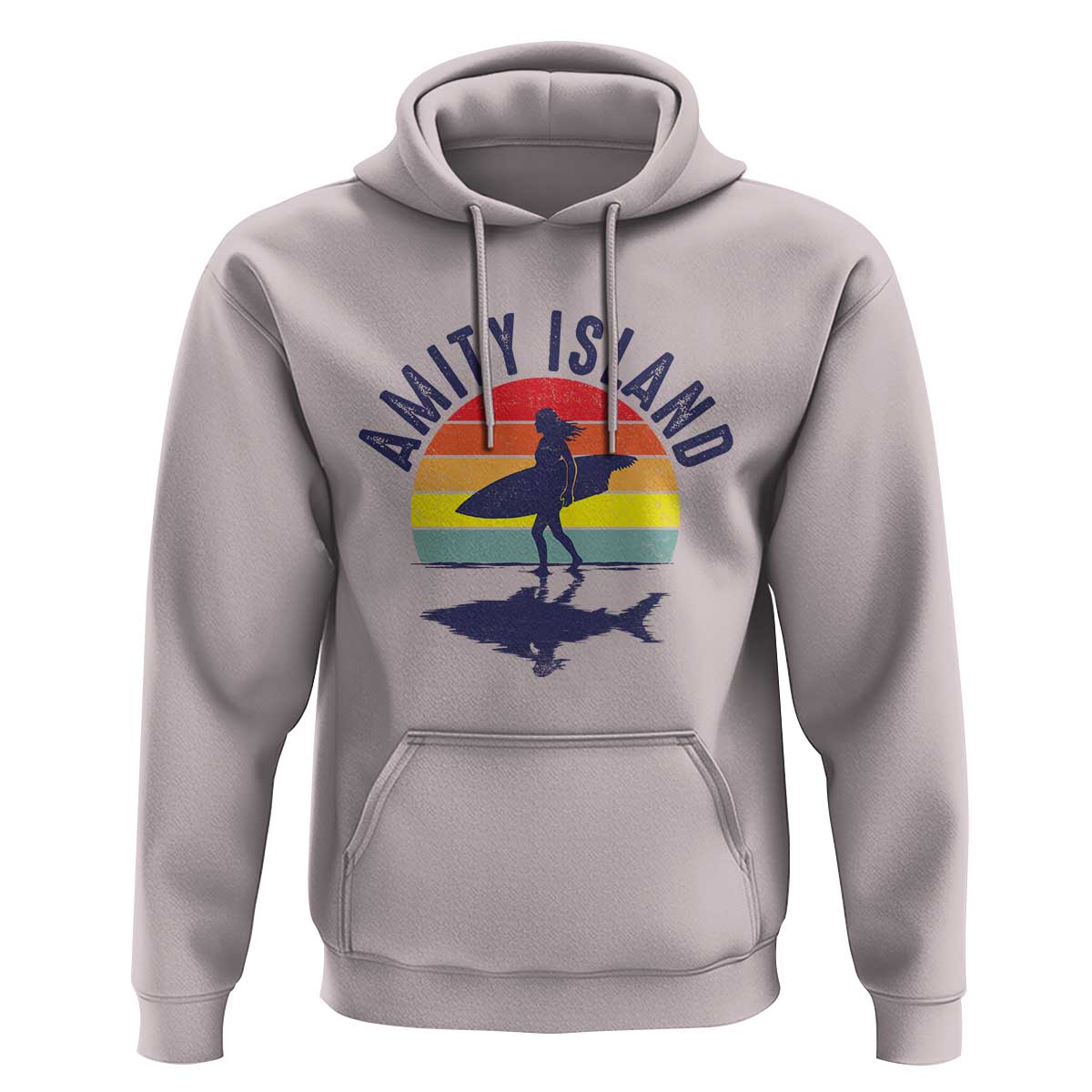 Amity Island Hoodie Retro Surfing Board Humor - Wonder Print Shop