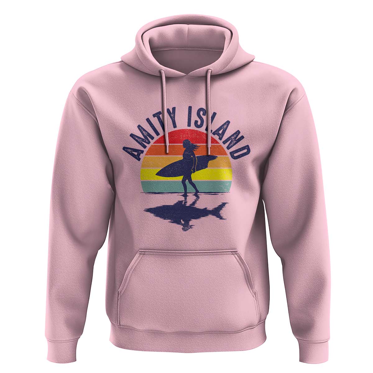 Amity Island Hoodie Retro Surfing Board Humor - Wonder Print Shop