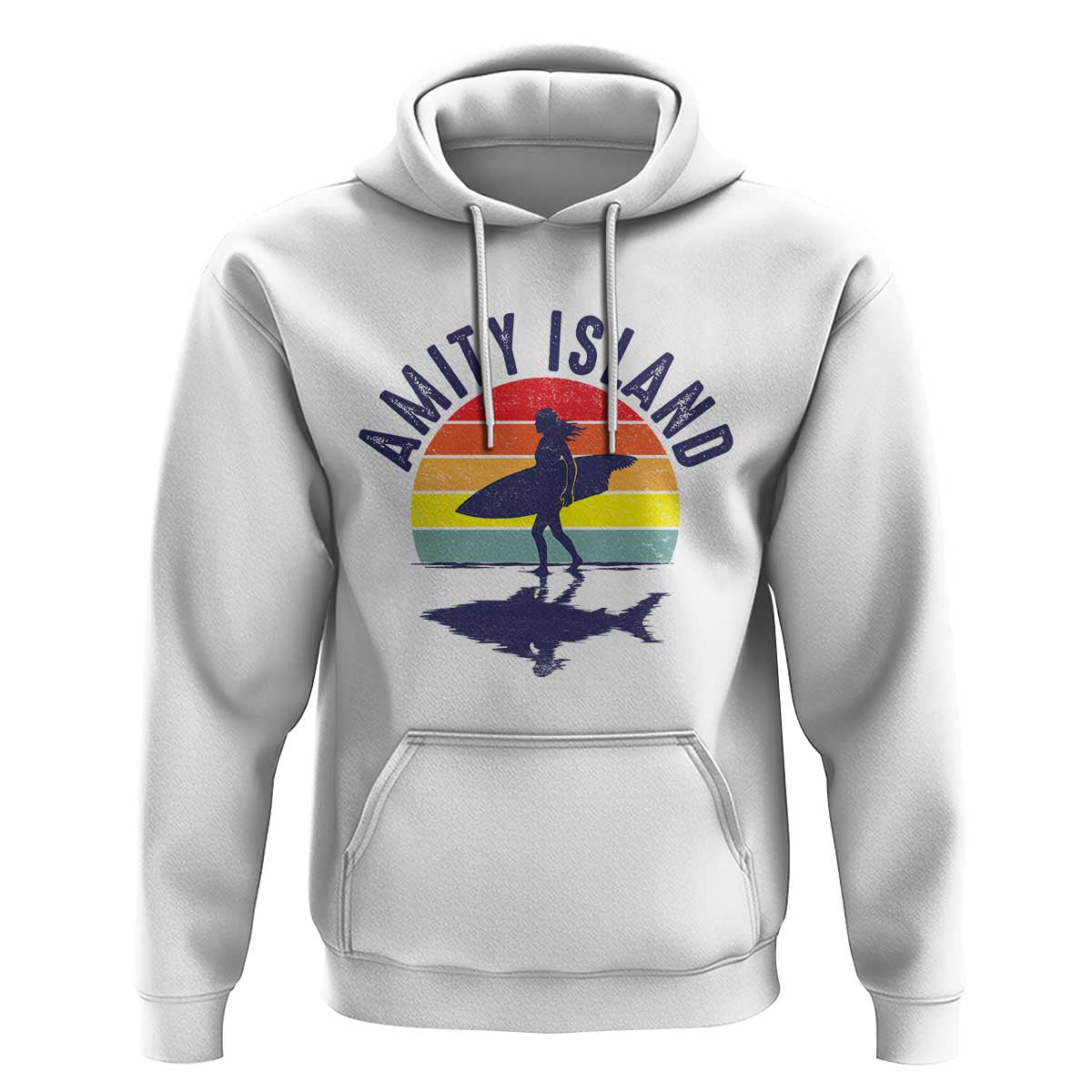 Amity Island Hoodie Retro Surfing Board Humor - Wonder Print Shop