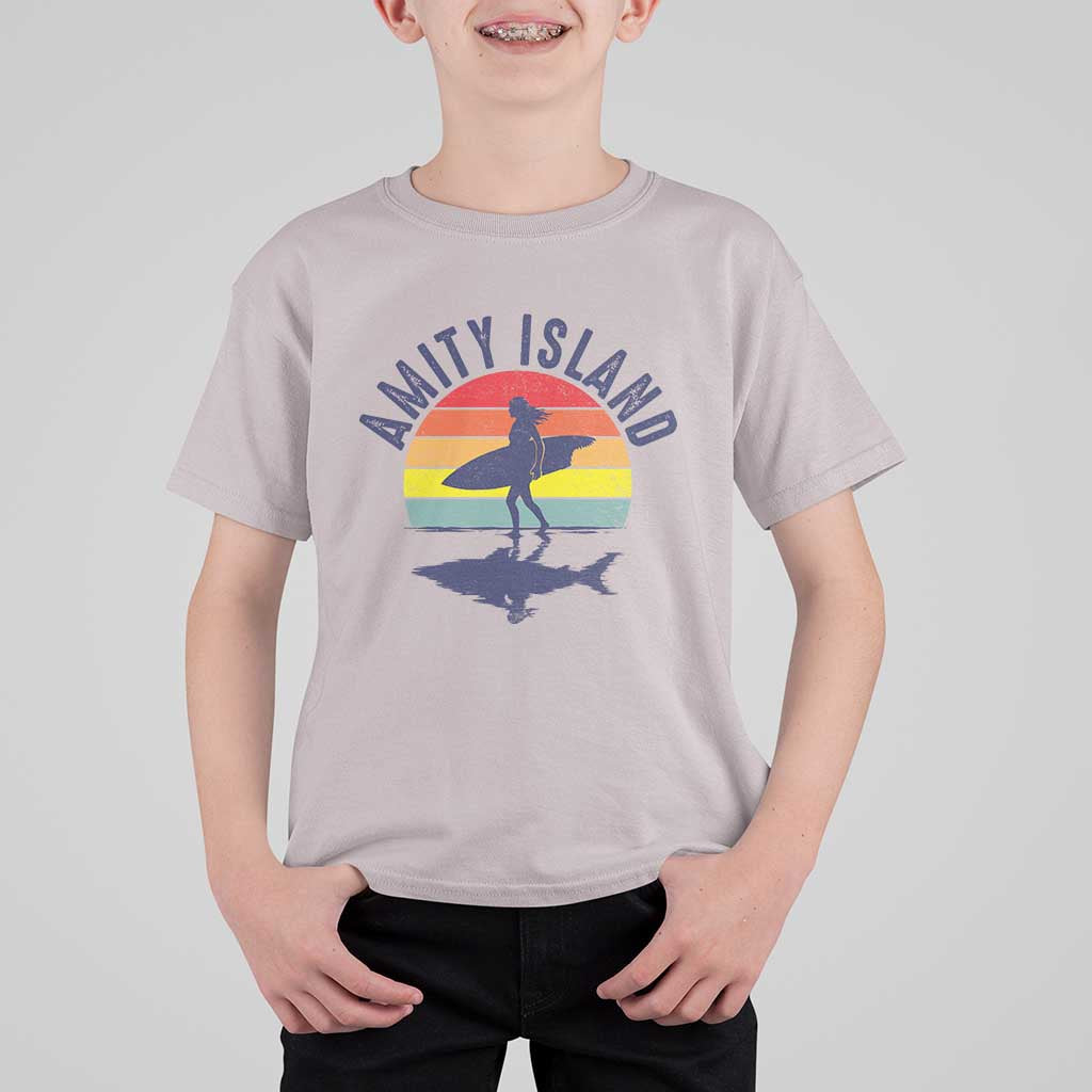Amity Island T Shirt For Kid Retro Surfing Board Humor - Wonder Print Shop