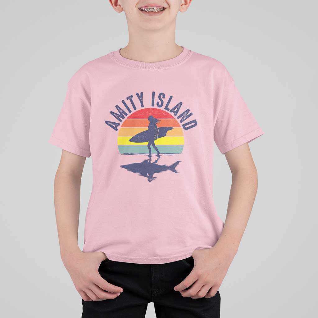 Amity Island T Shirt For Kid Retro Surfing Board Humor - Wonder Print Shop